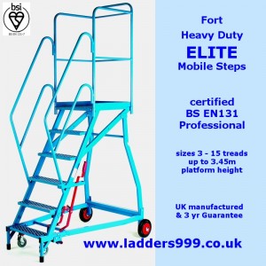 Fort HD ELITE Mobile Steps - BS EN131 Pro - sizes 3-15 treads