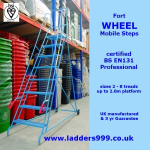 Fort WHEEL Mobile Steps - simply lift the red handles & roll to new location!