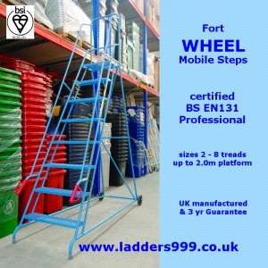 Fort WHEEL Mobile Steps - simply lift the red handles & roll to new location!