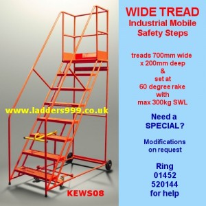 WIDE TREAD Industrial Steel Mobile Safety Steps
