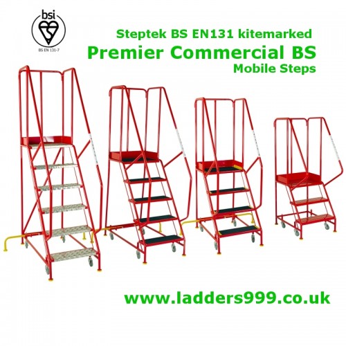 Steptek BS EN131 kitemarked Mobile Steps  - sizes 2-6 treads