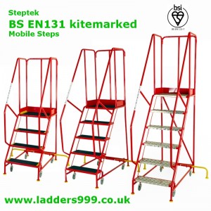 Steptek BS EN131 kitemarked Mobile Steps  - sizes 2-6 treads