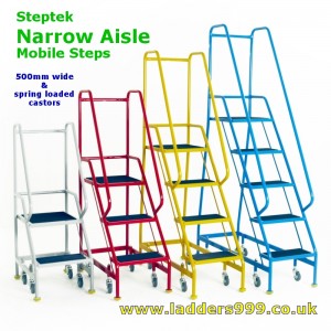 Steptek Narrow Aisle Mobile Steps - 500mm wide
