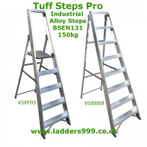 "TUFF STEPS PRO" Industrial Alloy Stepladders  BSEN131 Professional 150kg