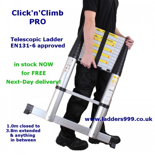 CLICK'n'CLIMB PRO 3.8m Telescopic Ladder